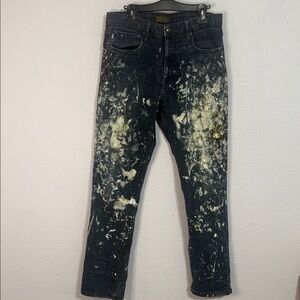 Urban Star Men Paint-Splatter Straight Leg Jeans Size 36x34